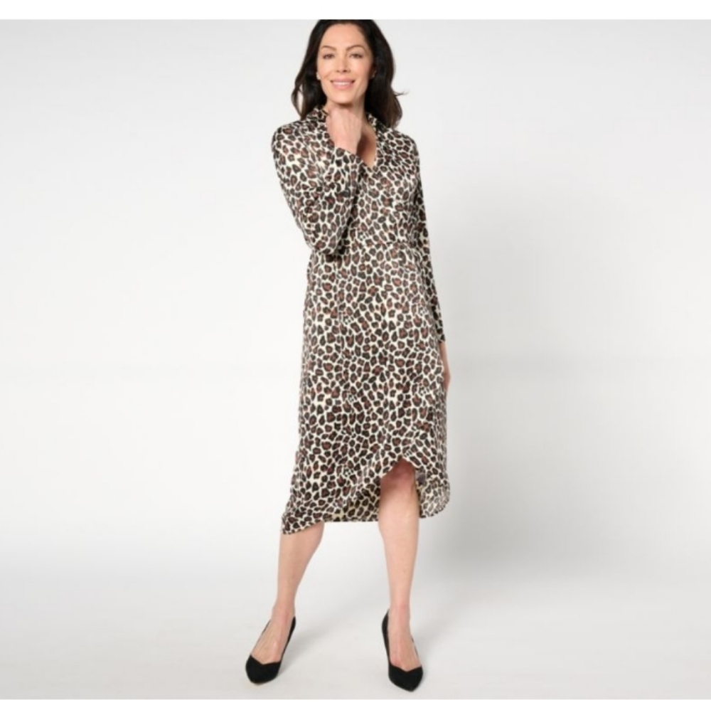 BEAUTIFUL by Lawrence Zarian Leopard Faux Wrap Dress
